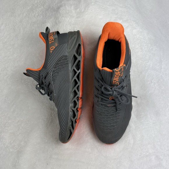 Tsiodfo Running Shoes Gray Orange Lace Up Size 11 Please See Measurements